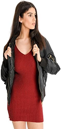 Vanilla ink New Ladies Womens Girls Padded Stylish Ma1 Bomber Jacket Coat Top Size 6-26 (UK Size XS/6, Black)