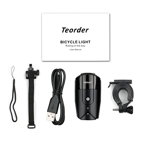 Fahrradbeleuchtung,Teorder Led Fahrradbeleuchtung Set USB(LED Fahrradlicht Front / Fahrrad Frontlicht / Fahrradscheinwerfer / Fahrradleuchte / Fahrradlampen / Bike Light / Bicycle Lights), Led fahrradbeleuchtung vorne Wasserdicht, Wiederaufladbare akku led Cree XML2, aufladbar 2000mAh batterie,1000 lumen led fahrradlicht, 4 Licht-Modi Set, Touch-Dimmung Schalter, mit Montagewinkel zubehör & 1xUSB-Aufladbare-Kabel,Schwarz - 7