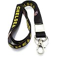 Key Era Football Club Chelsea Lanyard Id Card Holder Hook Fabric Keychain (Black)