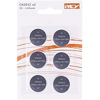 Pack de 6 Pilas CR2032 3V Alcalinas, Tipo Botón de Litio en Blister, Electrónica Rey®