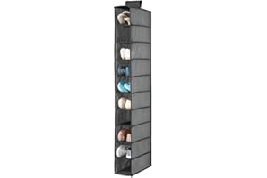 mDesign Portascarpe da appendere – Perfetta scarpiera e organizer armadio con 10 scomparti – Funzionale scaffale per scarpe, vestiti e accessori – grigio/nero