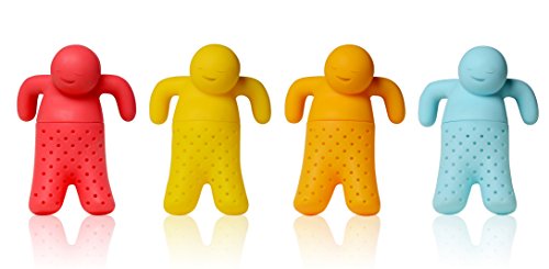 iNeibo Infusores de Té Divertido en Forma de Hombrecito, 4 Coladores de Té de Silicona de Alta Calidad para Té...