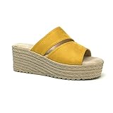  Angkorly - Damen Schuhe Mule Sandalen - Vintage/Retro - große Plateauschuhe - Slip-On - Riemen - Geflochten Keilabsatz 7 cm - Gelb K-9 T 37
