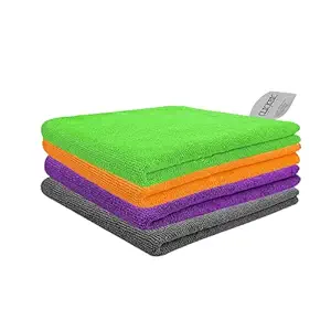 Clickbic Microfiber Car Cleaning Towel 40x40 cm 350 GSM Multi-Color 4 pc | Super Soft, Comfortable, Quick Drying & Ultra Absorbent