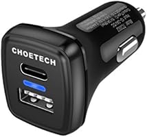 Qualcomm Quick Charge 3.0 & USB C Ports in Dual USB Car Charger, CHOETECH 33W USB C Charger with Latest Charging Tech for LG G5, HTC 10, Galaxy S7 Edge, S6 Edge Plus, Nexus 6P, Nexus 5X and More