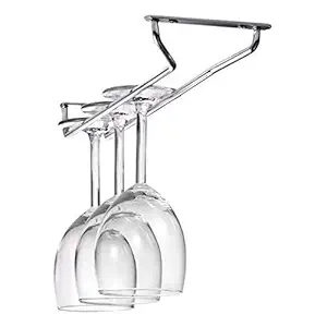 Impulse International Stainless Steel Wall Mounting Wine Holder Rack Upside Down Hanging Stand (Single Line)