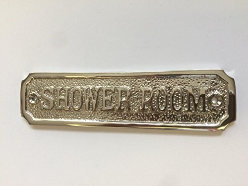 SHOWER ROOM Door Sign Solid Brass with a Shiny Nickel Silver Finish 20.5 x 3.5 cm comes with Screws Ideal for En-suite DSN-18-N
