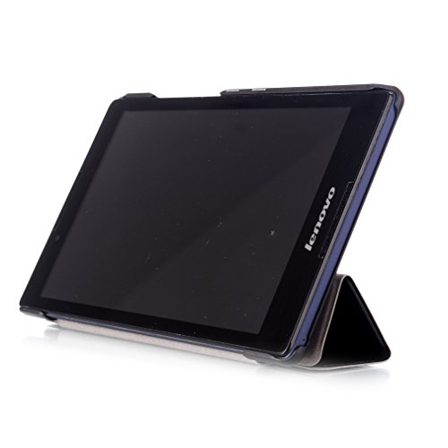 LMAZWUFULM Hülle für Lenovo Tab 3 8 (TB3-850F / TB3-850M) / Tab 2 A8-50 (8.0 Zoll) PU Leder Ultra Dünn Tri-Faltbar Lederhülle Custer Design im Bookstyle mit Stent-Funktion und Karten Slot Schutzhülle Ledertasche Flip Cover für Lenovo Tab 2 A8-50 / Tab 3 8 (TB3-850F / TB3-850M) (8.0 Zoll) Tablet-PC Schwarz - 5