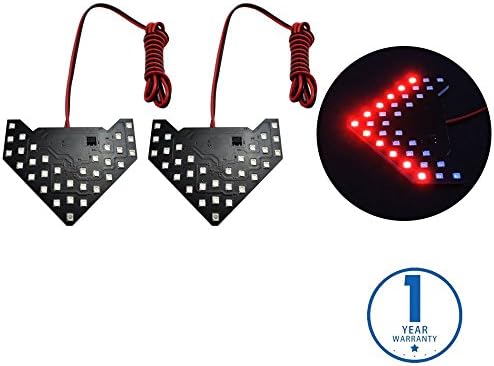 NBKMC Universal Add On Item Sequential Flashing 33 SMD Arrow LED Lights Bulbs for Side Mirror Turn Signals Rear View Mirror Indicator Red