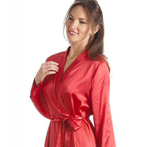 Camille – Damen Morgenmantel – Luxuriös aus Satin – Rot - 4