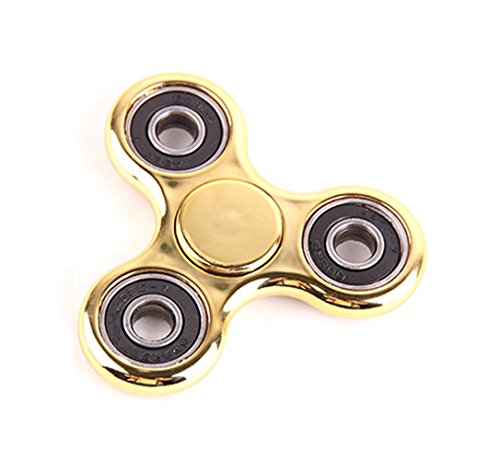 EDC Hand Fidget Tri-Spinner Finger Spinner Focus Reduce Stress Tool (Gold Black)