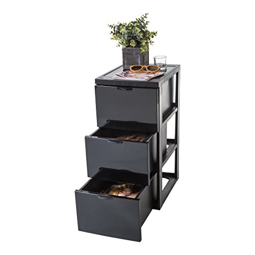 Iris Rollwagen mit drei Schübe, Rollcontainer, Beistellwagen, Schubladenschrank – SCF-303, schwarz, 130124 - 2