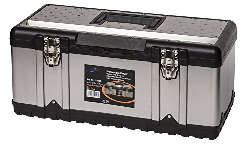 XXL Werkzeugkoffer PROFI 23 aus Edelstahl mit robustem Kunststoff-Rahmen und herausnehmbaren Werkzeugträger. Mit Metallverschlüssen, abschließbar. Maße: 58,2 x 29,8 x 25,5 cm - 3