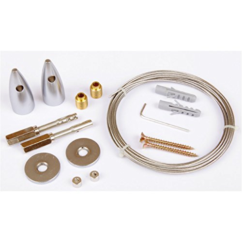 Seilspanngarnitur Niro- Drahtseil Wand + Decke, ca. 5m, Befestigungssystem Gardinen Auswahl: Castello silber – matt - 2