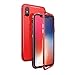 Produktbild Hülle iPhone X,Handyhülle für iPhone XS,SaKuLa Magnetische Adsorption Handyhülle 360 Grad Fullbody Phone Case Ultra Dünn Metallrahmen Hartglas mit eingebautem Magnetklappdeckel Flip Cover Schutzhülle bumper Gehärtetem Glas Abdeckung für iPhone X iPhone XS [keine Schutzfolie]-Rot-Rot Grenze