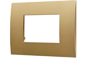 ELECTRON PLACCHE IN TECNOPOLIMERO, COMPATIBILE CON VIMAR ARKE', 3 MODULI/POSTI, COLORE ORO, RETTAGOLARI, SQUADRATE, ALTA QUALITA', DESIGN ELEGANTE E MODERNO, PER INTERRUTTORI/PRESE