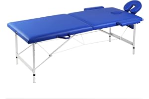 LA PERLA TECH 186 * 70cm Folding Massage Table Portable ALUMINUM Spa Massage Tables PU Leather Waterproof 2 FOLD (BLUE COLOR)