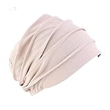 pañuelo cancer judit masco Varios colores para elegir . Pluto & Fox Gorra Beanie De Tela Algodón Turbante para Cabeza con Cinta De Goma por Detrás De Mujer para Dormir Cáncer Quimioterapia Chemo Oncológico Noche Pèrdida de Pelo Cabello (Beige)