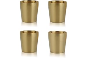 FATIYA Lot de 4 petites tasses en acier inoxydable doré de 175 ml à double paroi en métal incassable pour une utilisation en intérieur et en extérieur