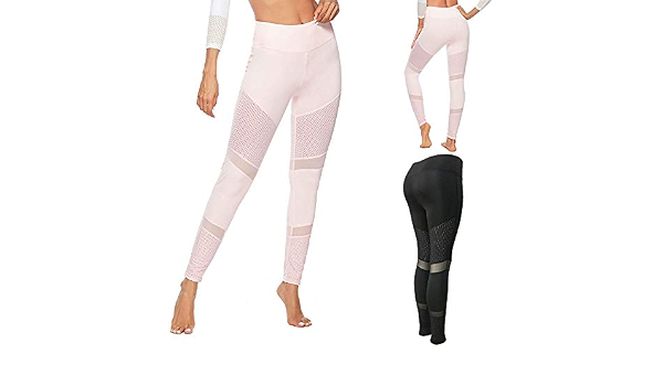JIANGfu Leggins Donna Sportivi Tinta Unita Mesh,Pantaloni Moda Vita Alta  Yoga Pantacollant : Amazon.it: Abbigliamento