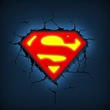 DC Comics Superman Logo Wandlampe 3D Light FX LED Kinderlampe -Nachtlicht für kinder mit automatische Abschaltung und wandaufkleber - 3