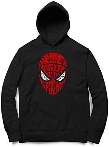 Mens Hooded Pullover Hoodie Peter Spiderman Parker Text Art