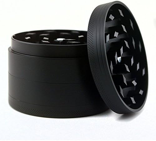 New Herb Grinder Sharpstone Best Herb Grinder with Pollen Catcher 4 Piece 2.5 Inch Metal, Spice Tobacco Grinder Herbal Grinder FREE Pouch Shrink Wrap Package Razor-Sharp Teeth Black