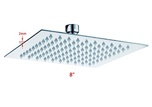Yosoo 8 Zoll Edelstahl Regenduschkopf Extrem dünne Regen Duschkopf wasserfall Regendusche (Quadrat) - 8
