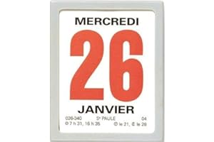 OBERTHUR - 1 Large Bloc Calendrier à Effeuiller Ephémérides Neutre - Janvier 2026 à Décembre 2026 - Format 9.5 x 7.6 cm