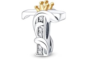 TINSLO Charm Anhänger Damen Buchstabe A-Z für Armband 925 Sterling Silber Charms Beads passend für Pandora Armband und Halskette, Kompatibel mit Europäischen Armbänder für Frauen Mädchen KJC165