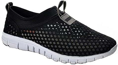 Men's Breathable Mesh Shoes,Beach Aqua,Walking Slip On Shoes Black 9 D(M)US/EU41/
