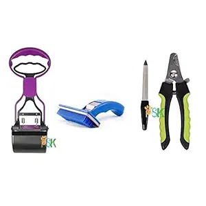 PSK PET MART Dog Grooming Kit - Dog Nail Clipper with Filler (Small) + Dog Slicker Brush (Large)+ Dog Poop Scooper 11 inch (Small) (Combo of 3)