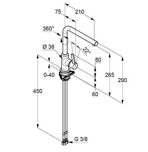Kludi LINE-S Spültisch, Einhandmischer DN 15, 408030575 - 3