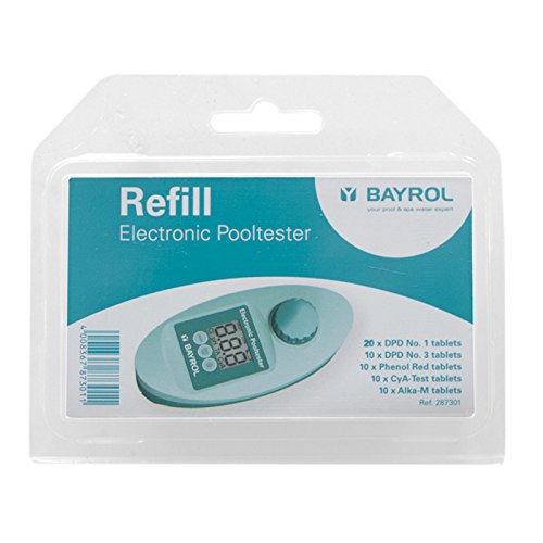Nachfüllpack Elektronischer Pooltester von BAYROL | insg. 60 Tabletten | 20x DPD No. 1, 10x DPD No. 3, 10x Phenol Rot, 10x CyA-Test + 10 Alka-M