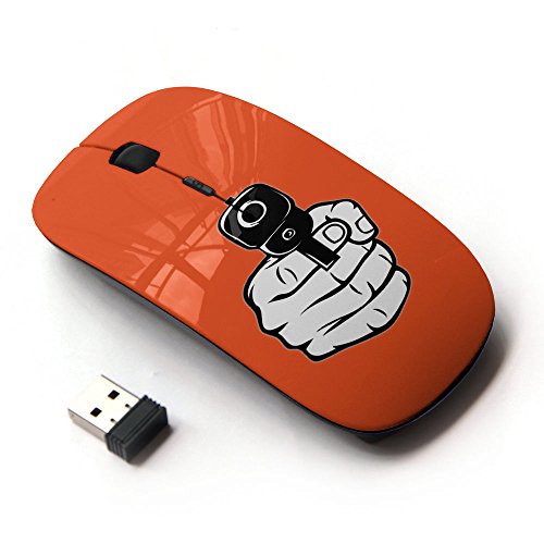 spécification STPlus la pointe du fusil Pistolet à la main Arme à feu (Orange) Souris sans fil 2.4 GHz avec design ergonomique et récepteur Nano