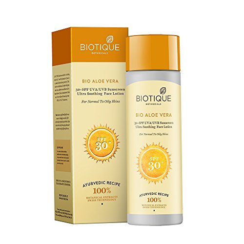 Biotique Bio Aloe Vera Face & Body Sun Lotion Spf 30 Uva/Uvb Sunscreen For Normal To Oily Skin In The Sun, 120ML RS.218 (25.00% Off) - Amazon