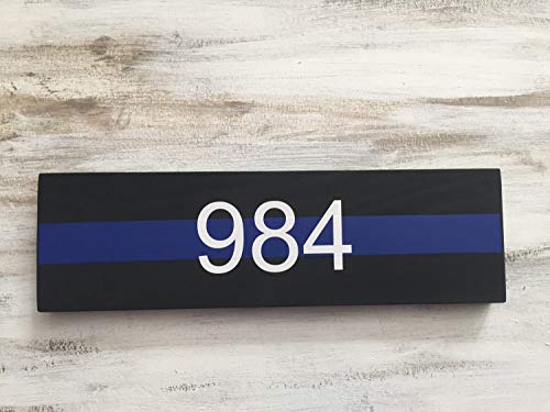 Preisvergleich Produktbild Rummy Holzschild mit Nummernschild dünnes blaues Line, personalisierbar