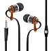 Produktbild MAXROCK Verwicklungsfreiem Kopfhörer In Ear TM New Slim Flat Cable Metral Noise Cancelling Kopfhörer In Ear Stereo Ohrhörer mit Universial ein-Knopf-Mikrofon Inklusive In-Ear-Kopfhörer, 3,5mm Klinkenstecker, für Handys, iPhone 7 Samsung iPhone 4S, 5s, 6, 6, plus, Htc, Android, MP3, Samsung, Ipod, Tablet, Schwarz orange)