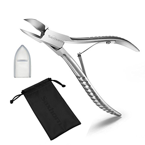 Toenail Clippers, Saxhorn Nail Clippers for Thick and Ingrown Toe Nail - Heavy Duty Nail Nipper and Cuticle Clippers - Stainless Steel