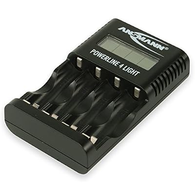 ANSMANN Chargeur Powerline 4 Light / Chargeur léger et compact pour 1 à 4 accumulateurs AA & AAA / Ecran LCD / port USB pour Smartphone, etc.