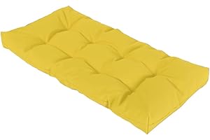 XINWANHONG Coussin de Banc Extérieur 1 2 3 ou 4 places, 8cm Coussins de Balancelle Jardin Imperméable Antidérapant Mobilier d'extérieur Coussin d'assise Rectangulaire Pour Terrasse Fenêtre,Jaune,80x40cm