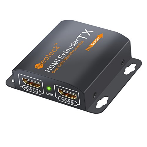 Neoteck 60m HDMI Extender mit 2 Port HDMI Splitter und IR Verlängerung HDMI loop-out für lokale Display 1080P Full HD HDMI Repeater Ethernet Netzwerk Extender über einziges RJ45 Cat6A Cat7 Kabel für Sky HD Box Laptop PC DVD PS4 - 9
