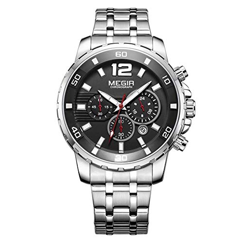 Orologi Uomo da Polso Orologio Cronografo da Uomo Movimento al Quarzo Moda Sportivo Watch 30M impermeabile Elegante Regalo per Uomo