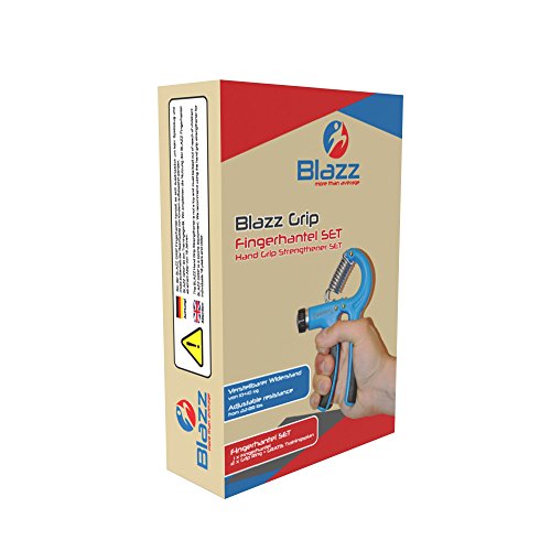 Blazz Unterarmtrainer Set – Fingerhantel mit verstellbarem Widerstand + 2 Grip- Ringe in verschiedenen Stärken – Bonus: Trainingsplan - 3