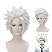 Bleach Silver White Short Hitsugaya Toushirou Anime Hair Cosplay Layered Wig+Wig Cap