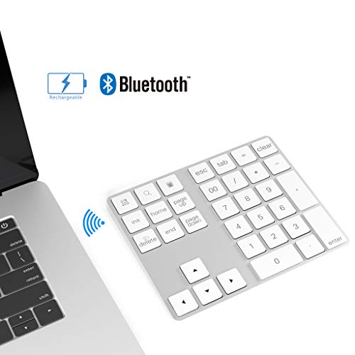 Teclado numérico bluetooth con múltiples accesos directos teclado numérico de 34 teclas teclado numérico delgado inalámbrico portátil para ipad/mac/laptop/pc compatible con el sistema windows