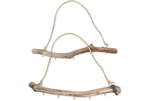 ivamulie 2 Stück Dekorative Zweige Aus Natürlichem Treibholz, Bauernhaus, Zuhause, Wanddekoration, Hängende Schmuck-Organizer mit 5 Haken, Einfach zu Bedienen