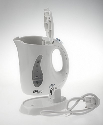 Mini-Wasserkocher, Reisewasserkocher mit 0,6l Fassent, Trockenkochschutz,Verriegelter Sicherheitsungsvermögen, automatische Abschaltung, Elektrischer Teekocher, Leistung von 760W, weiß, Wasserstandsanzeige,Hochwertiger Edelstahl Boden mit verdecktem Heizelemklappdeckel - 3