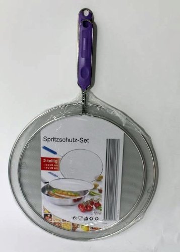 2x Casa LingA Spritzschut-Set Pfannen Spirtzschutz Set Braten Schutz Deckel 25 & 29 cm lila