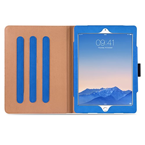 iPad Air, Air 2 & iPad 9.7″ 2017 Hülle – JAMMYLIZARD Ledertasche Smart Cover mit Standfuktion für iPad Air (5. & 6. Generation) & iPad 9.7″ 2017, BLAU & HONIG, [MIT STIFT & STIFT-HALTER] - 6